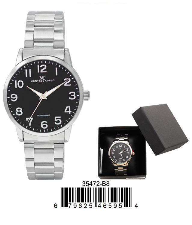 3547 - Reloj con banda de metal en caja
