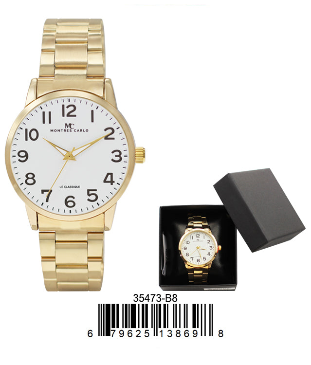 3547 - Reloj con banda de metal en caja