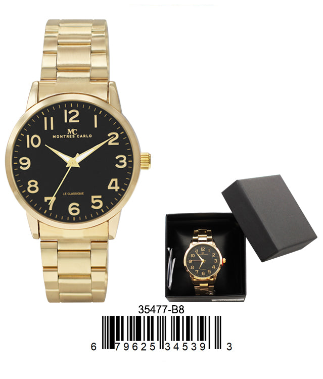 3547 - Reloj con banda de metal en caja