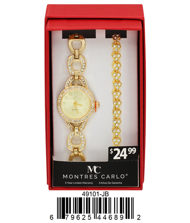 4910 -JB - Montres Carlo Jewelry Gift Box with Metal Watch