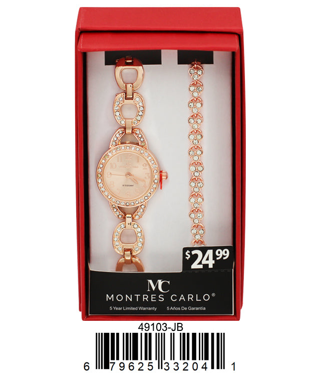 4910 -JB - Montres Carlo Jewelry Gift Box with Metal Watch