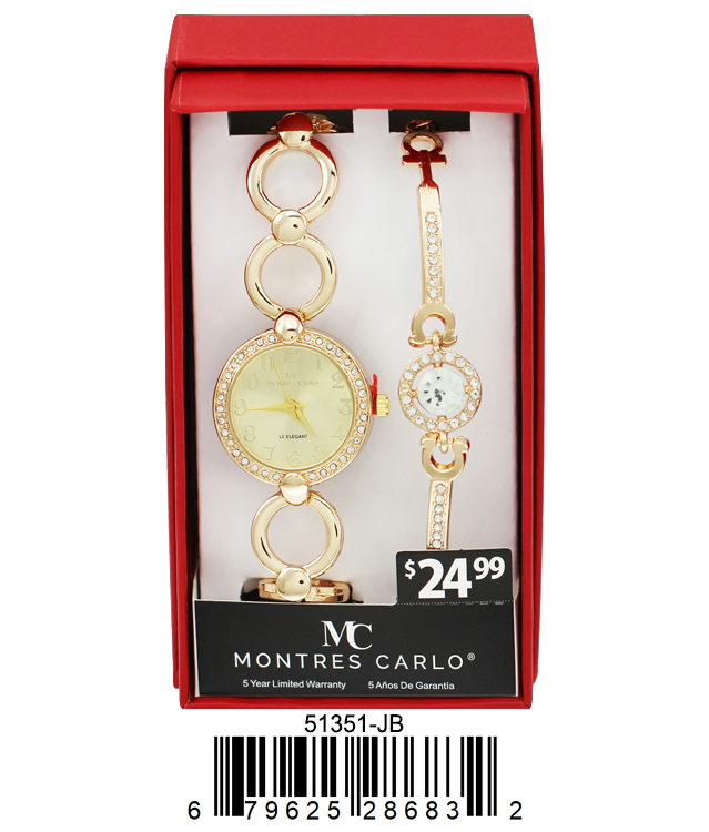 5135-JB - Montres Carlo Jewlery Gift Box with Metal Watch