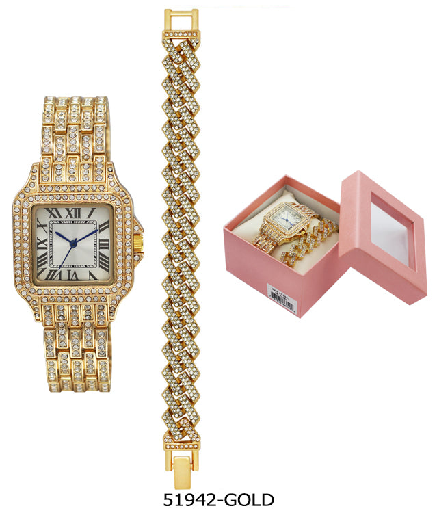 51942 - Boxed Ice Metal Band Watch with Chain