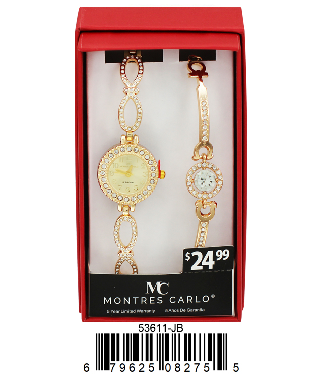 5361-JB - Montres Carlo Jewlery Gift Box with Metal Watch