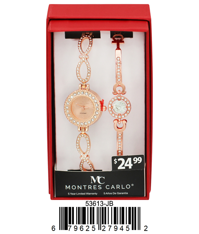 5361-JB - Montres Carlo Jewlery Gift Box with Metal Watch