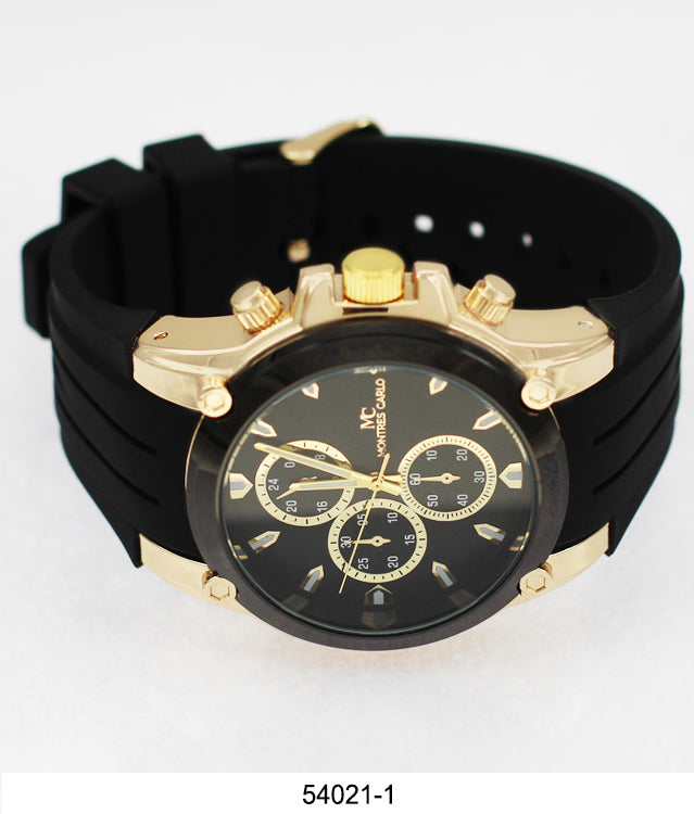 5402-Boxed Montres Carlo Silicone Band Watch With Dog Tag And Necklace