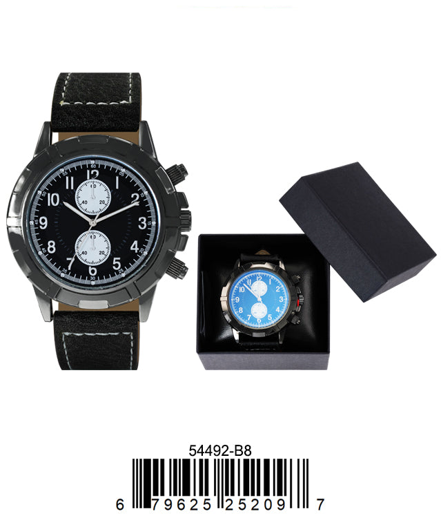 5449-B8-Gift Boxed Faux Leather Band Watch
