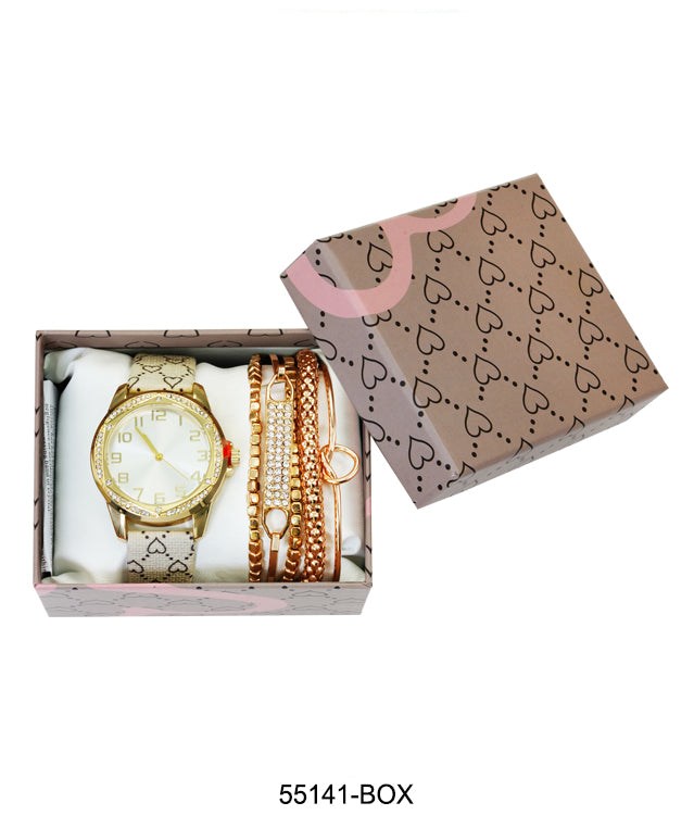 55141 - Faux Leather band watch Gift Box Edition