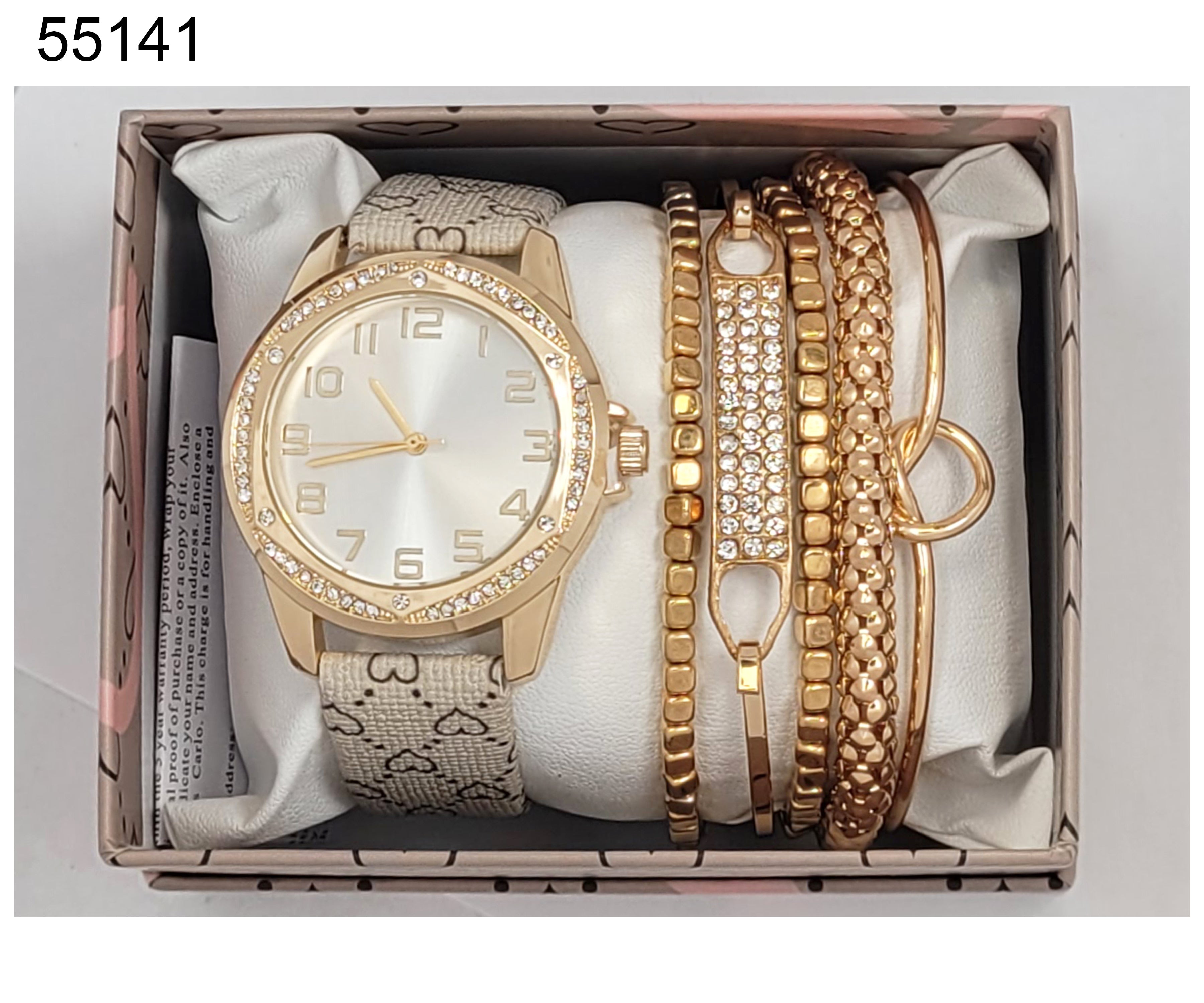 55141 - Faux Leather band watch Gift Box Edition