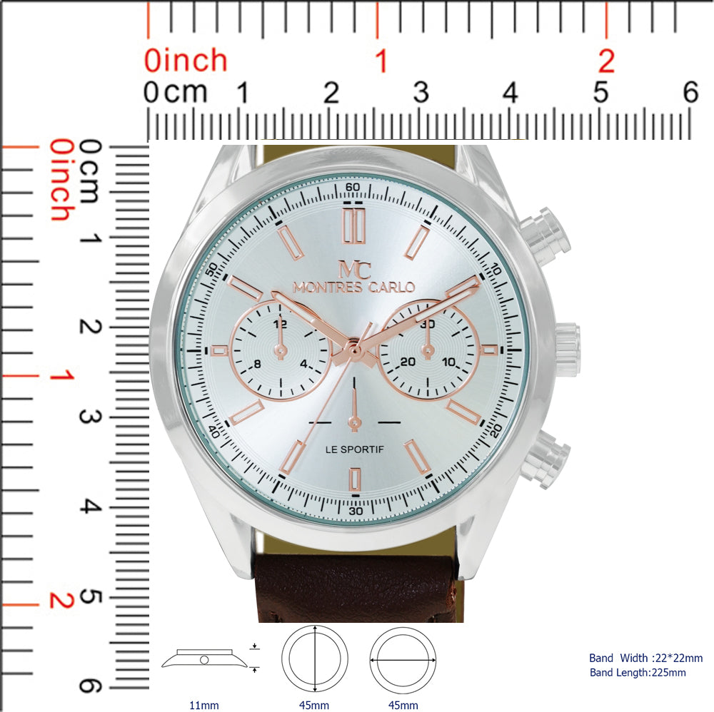 5530 - Montres Carlo Faux Leather Band Watch