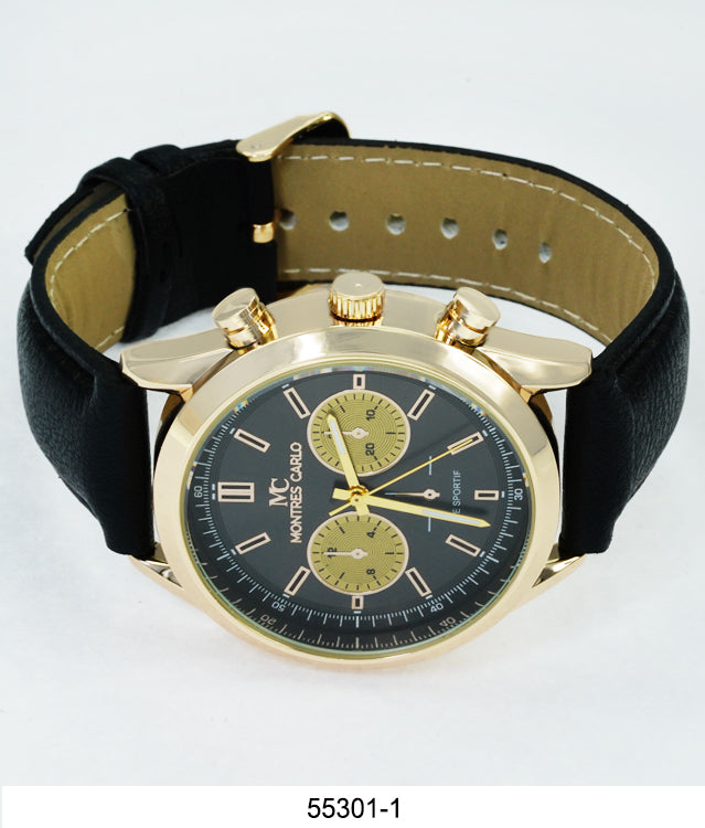 5530 - Montres Carlo Faux Leather Band Watch