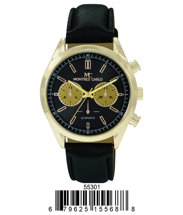 5530 - Montres Carlo Faux Leather Band Watch