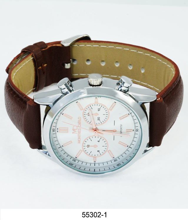 5530 - Montres Carlo Faux Leather Band Watch