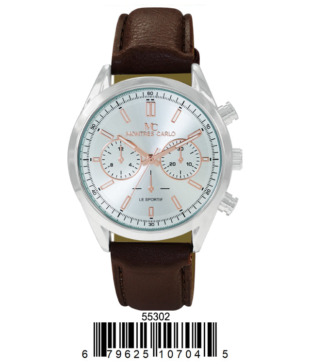 5530 - Montres Carlo Faux Leather Band Watch