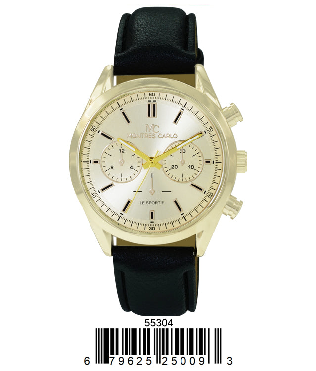 5530 - Montres Carlo Faux Leather Band Watch