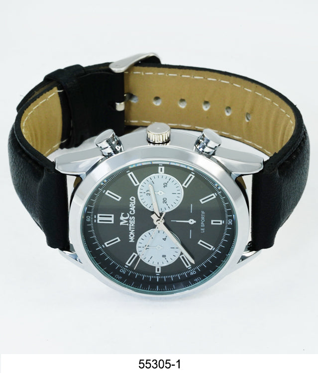 5530 - Montres Carlo Faux Leather Band Watch