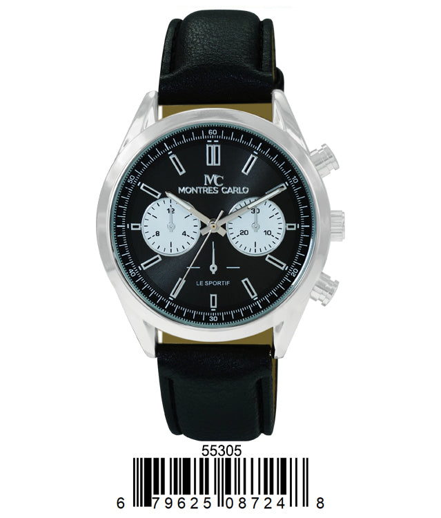 5530 - Montres Carlo Faux Leather Band Watch