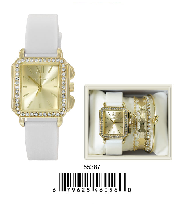 5538-JB - Montres Carlo Jewlery Gift Box with PU Band Watch