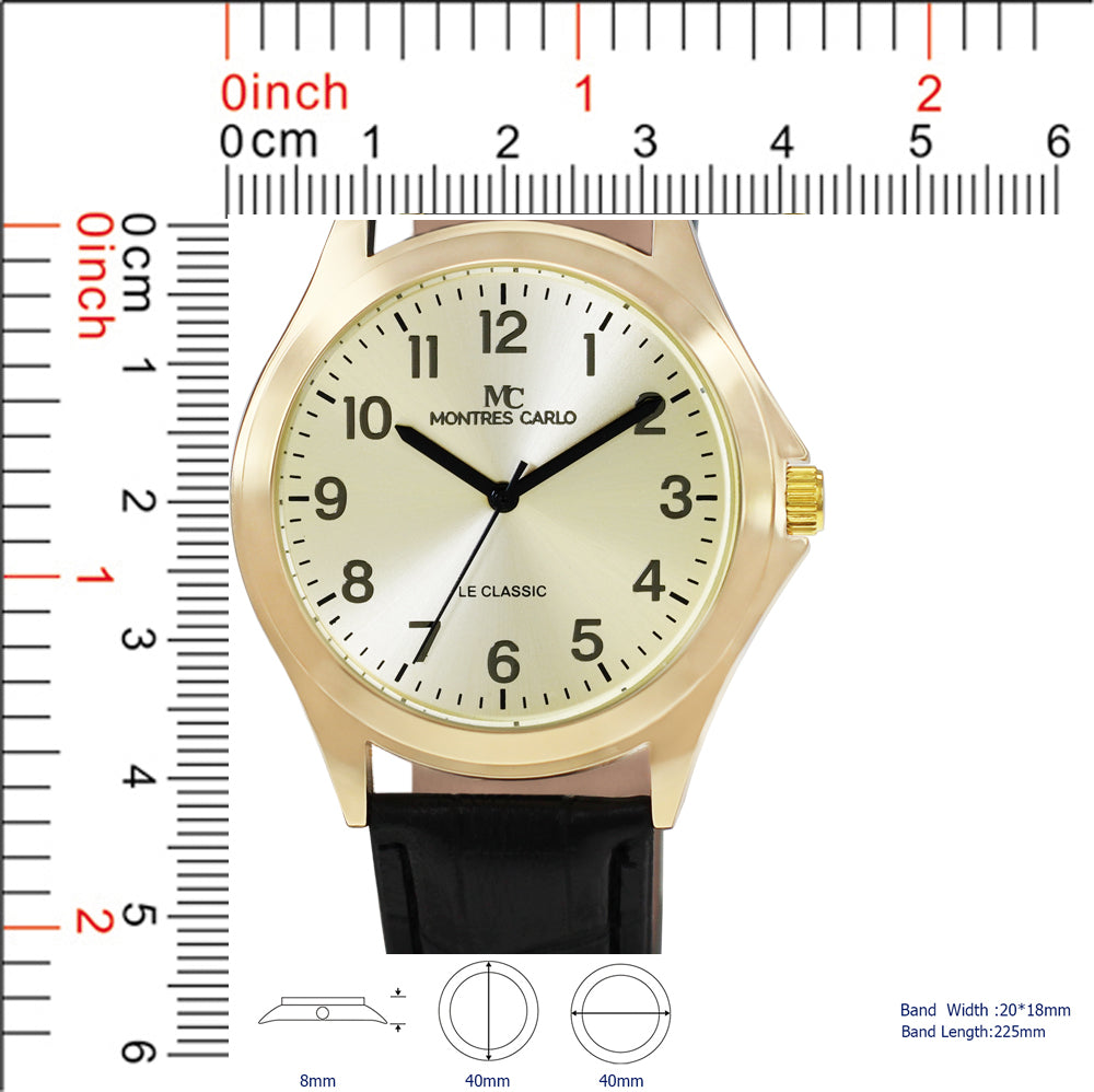 5559 - Montres Carlo Faux Leather Band Watch