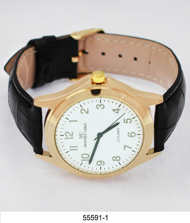 5559 - Montres Carlo Faux Leather Band Watch