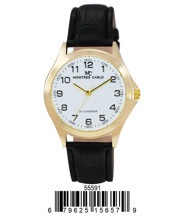 5559 - Montres Carlo Faux Leather Band Watch