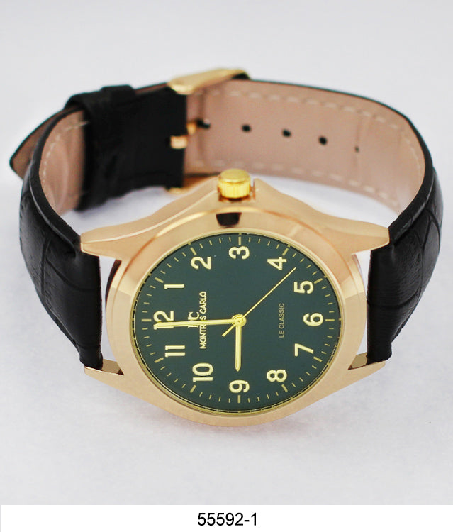 5559 - Montres Carlo Faux Leather Band Watch