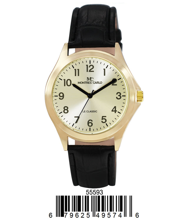5559 - Montres Carlo Faux Leather Band Watch