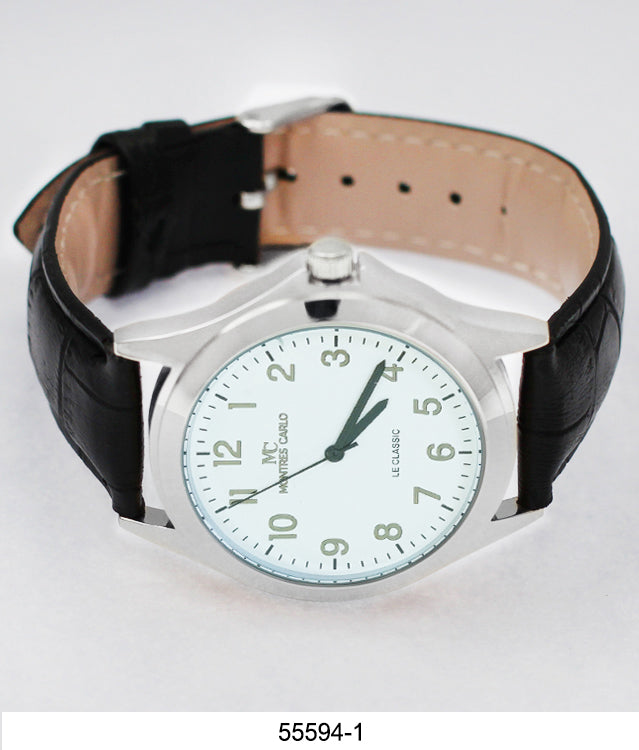 5559 - Montres Carlo Faux Leather Band Watch