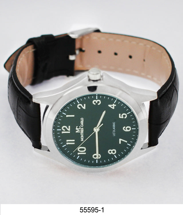 5559 - Montres Carlo Faux Leather Band Watch
