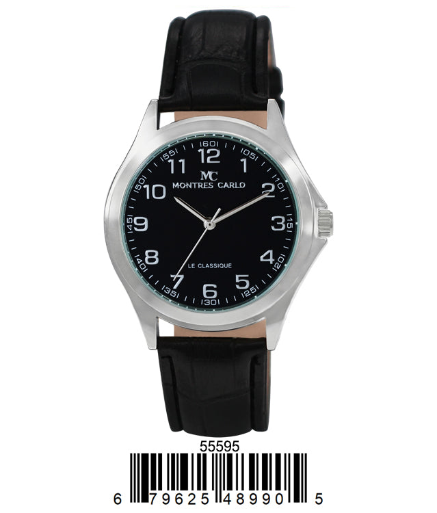 5559 - Montres Carlo Faux Leather Band Watch
