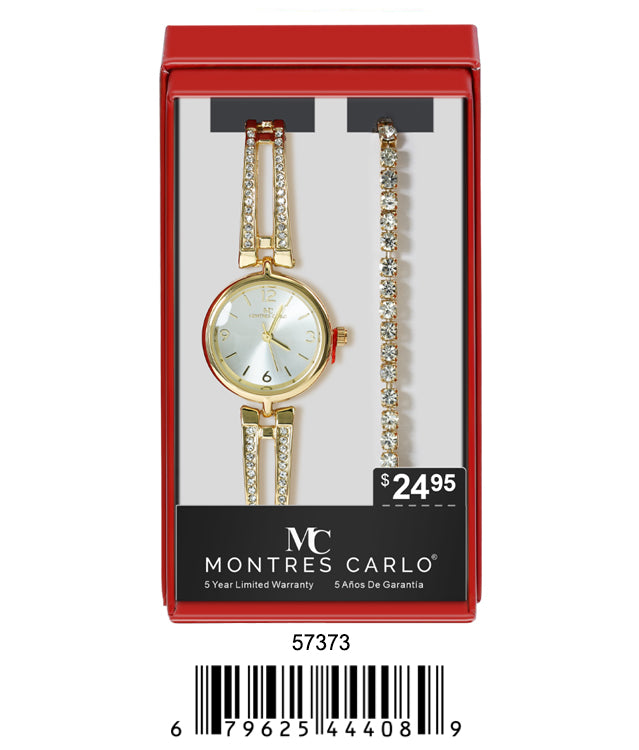 5737-JB - Montres Carlo Jewlery Gift Box with Metal Watch