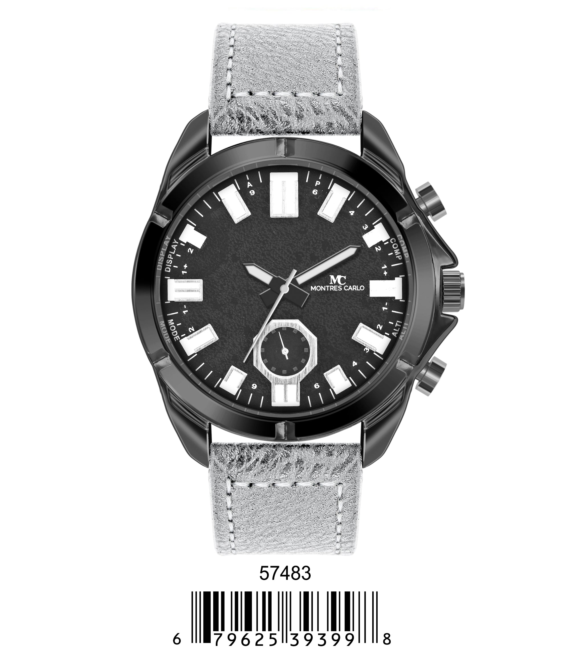 5748-Montres Carlo Faux Leather Band Watch