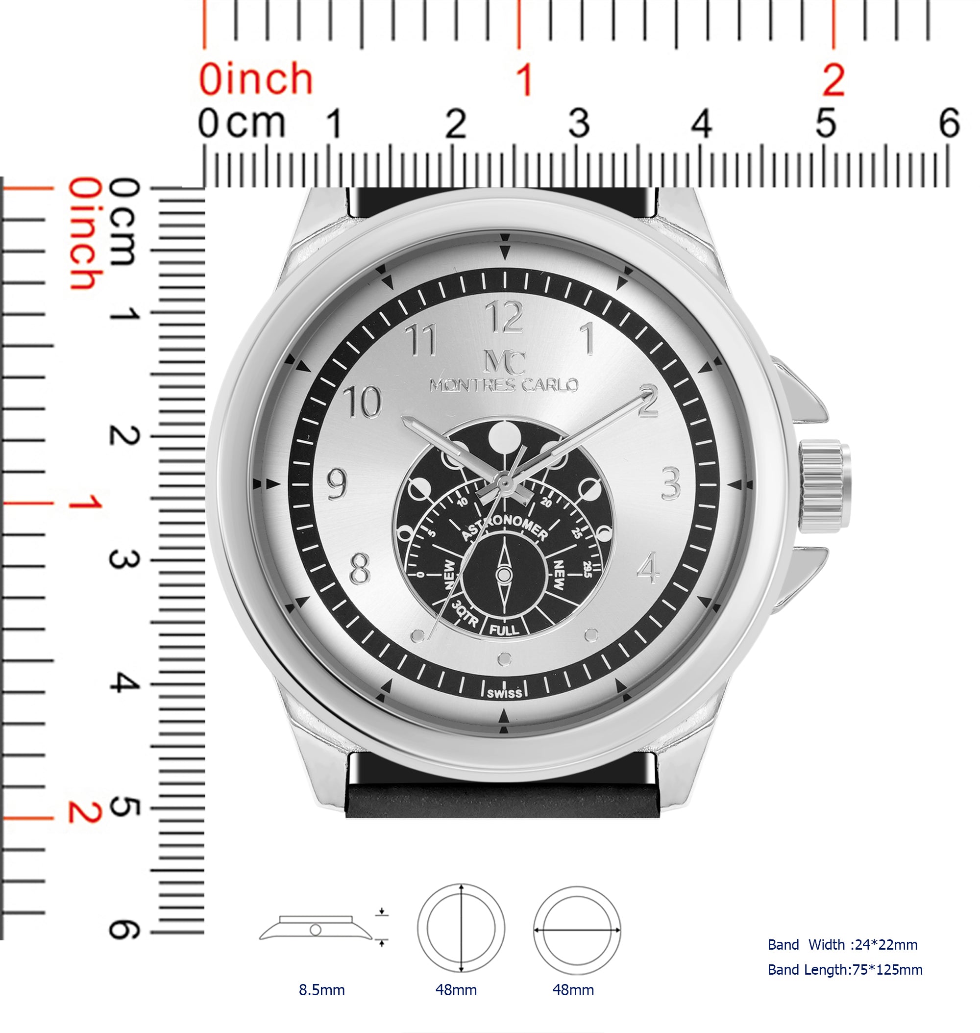 5749-Montres Carlo Faux Leather Band Watch