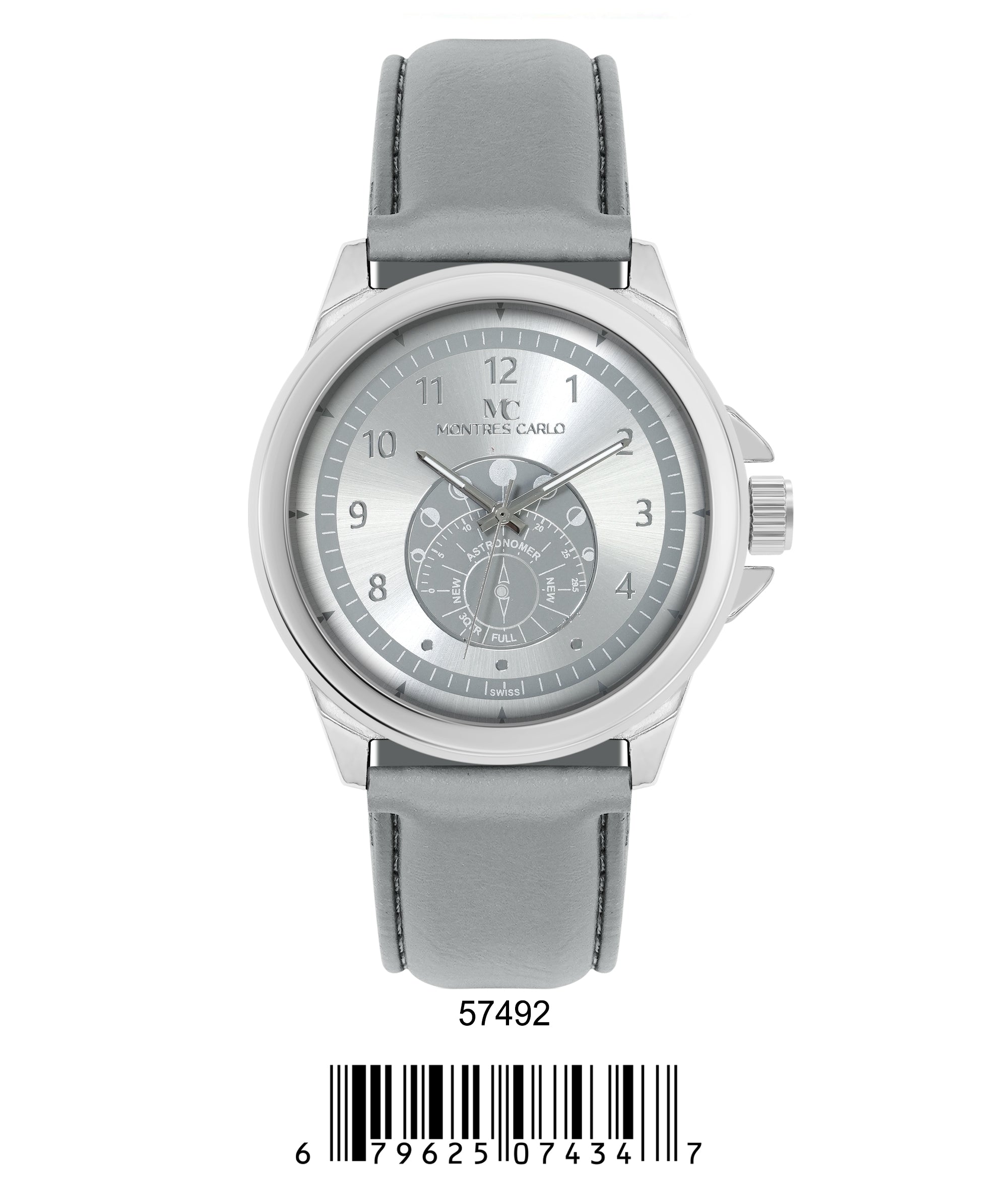 5749-Montres Carlo Faux Leather Band Watch