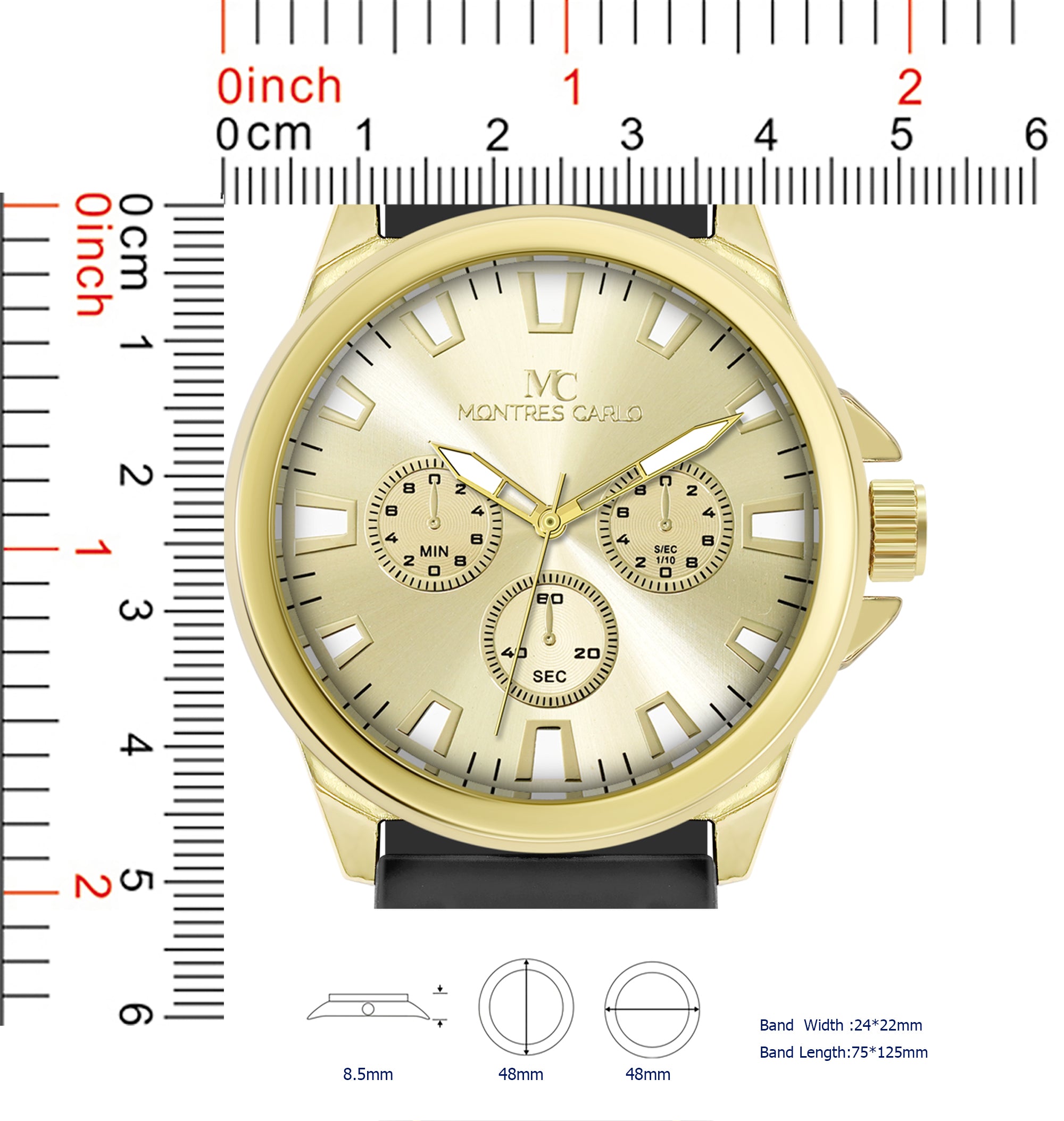 5761-Montres Carlo Sports Watch With PU Band