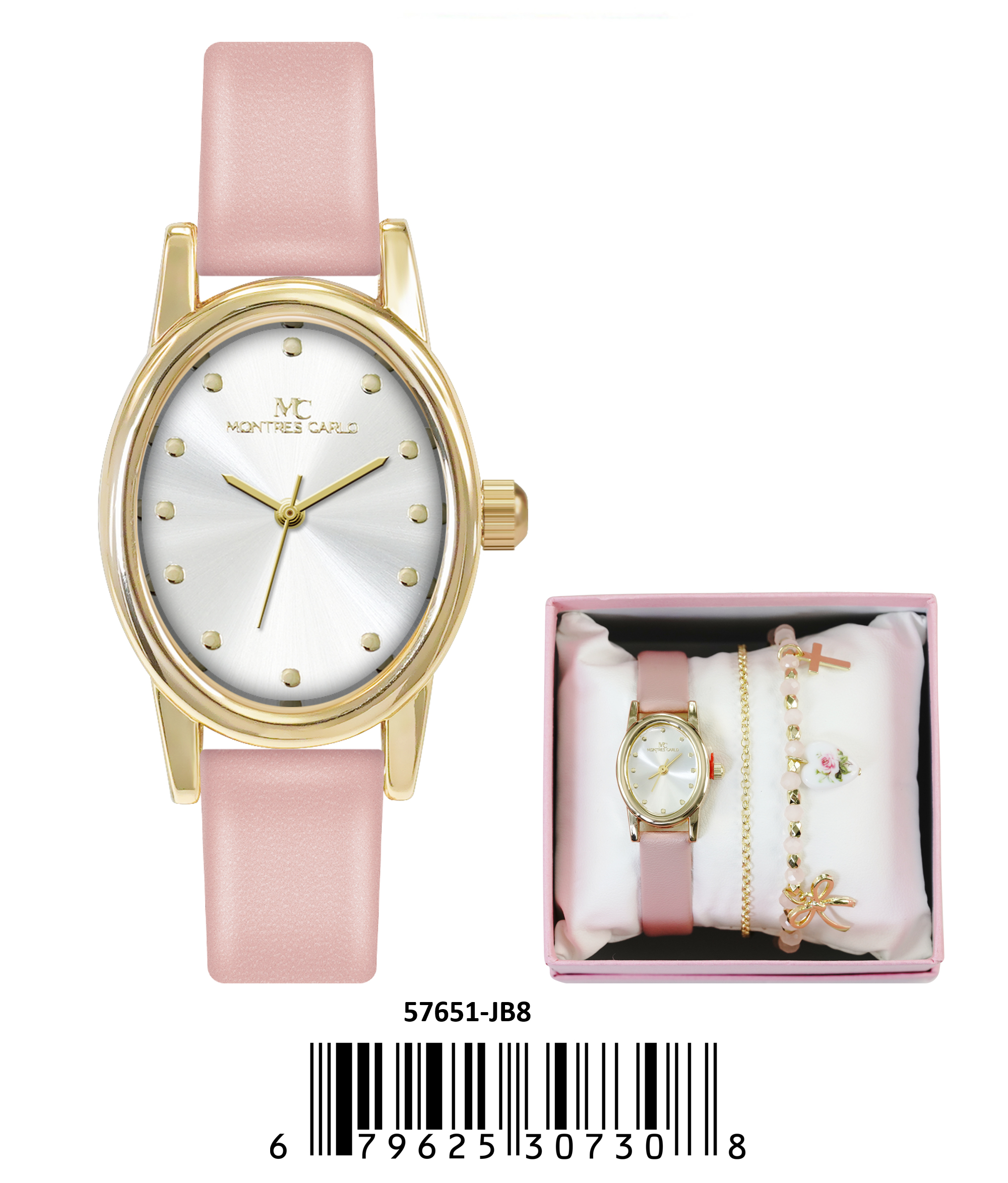 5765-JB8 - Montres Carlo Jewelry Gift Box with Faux leather band Watch