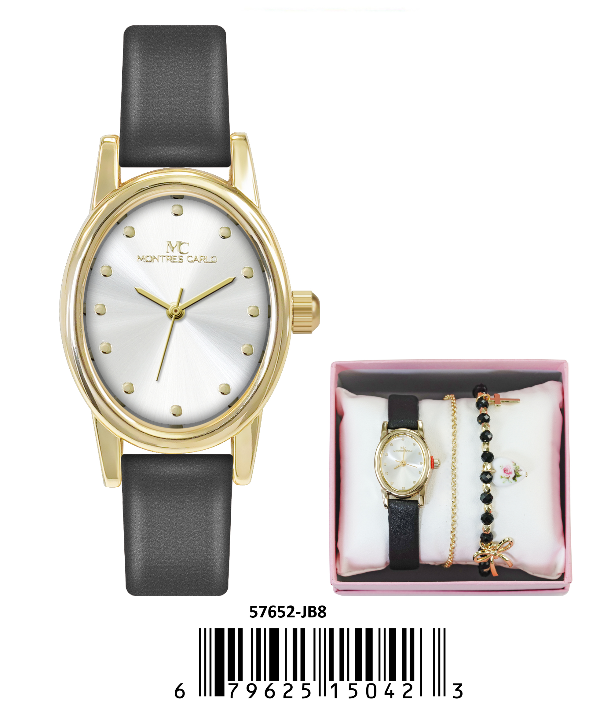 5765-JB8 - Montres Carlo Jewelry Gift Box with Faux leather band Watch