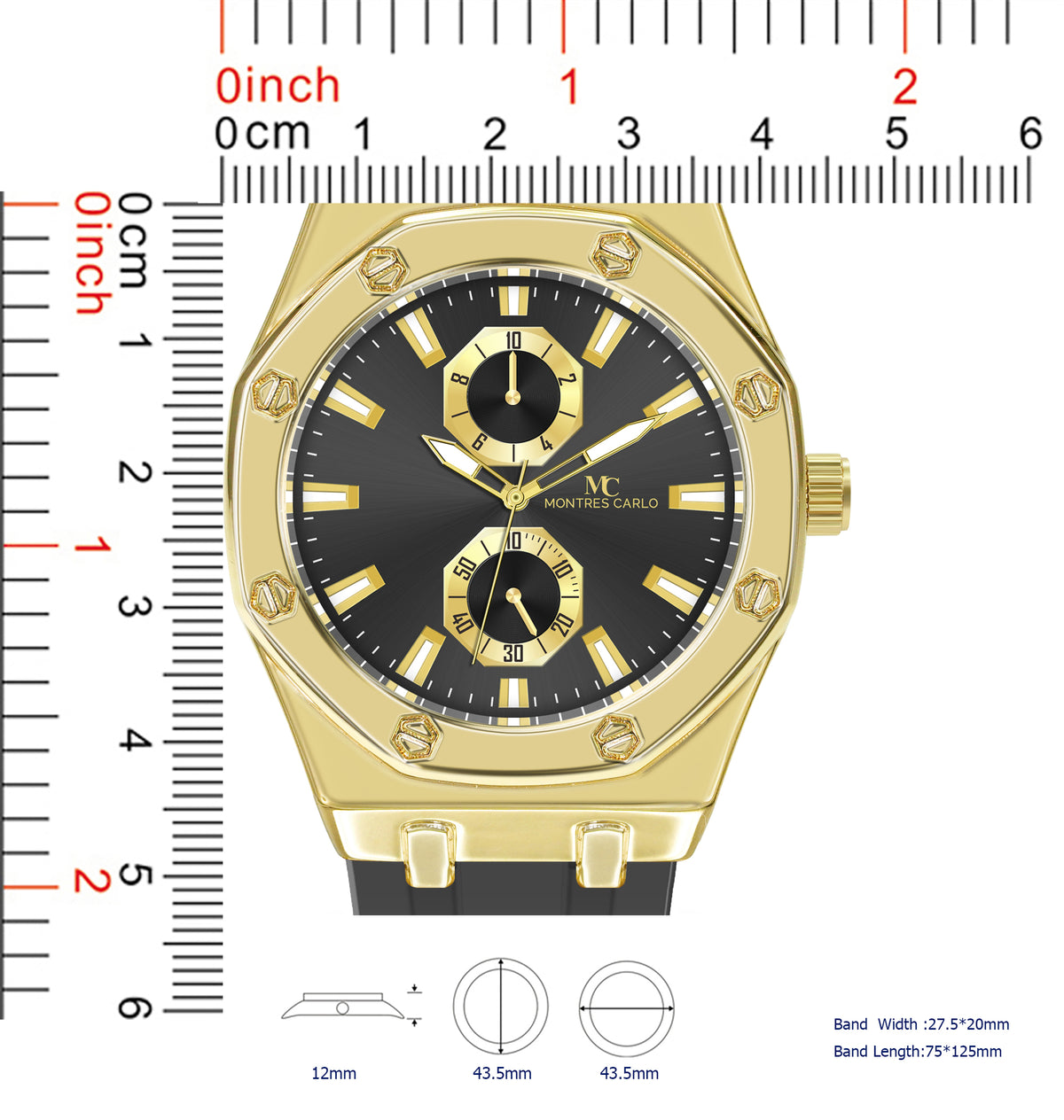 5767-Montres Carlo Sports Watch With PU Band
