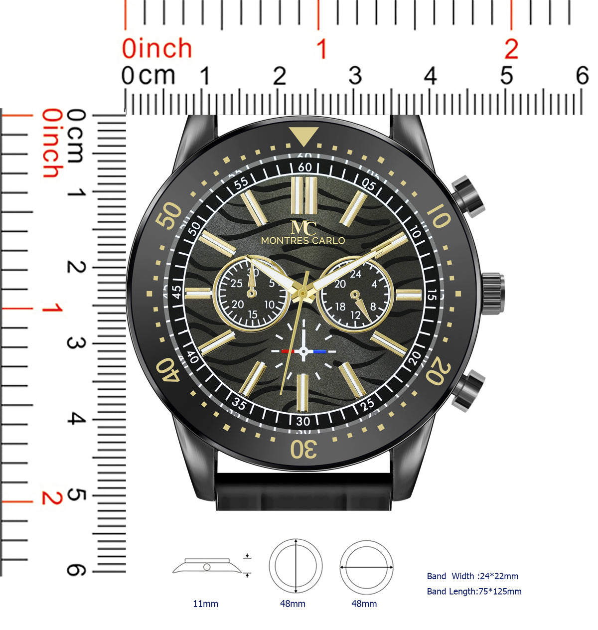 5769-Montres Carlo Sports Watch With PU Band