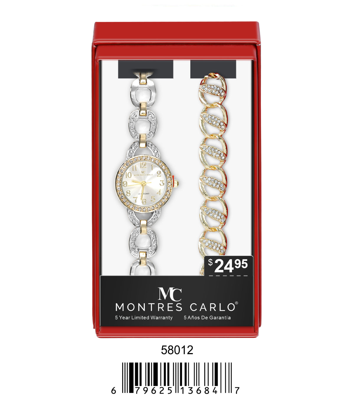 5801-JB - Montres Carlo Jewelry Gift Box with Metal Watch