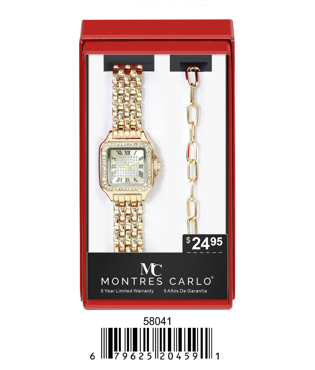 5804-JB - Montres Carlo Jewelry Gift Box with Metal Watch