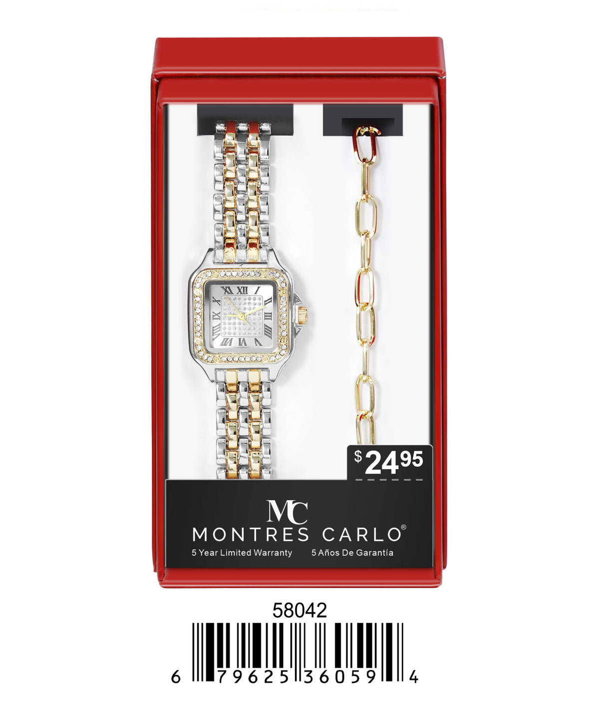 5804-JB - Montres Carlo Jewelry Gift Box with Metal Watch
