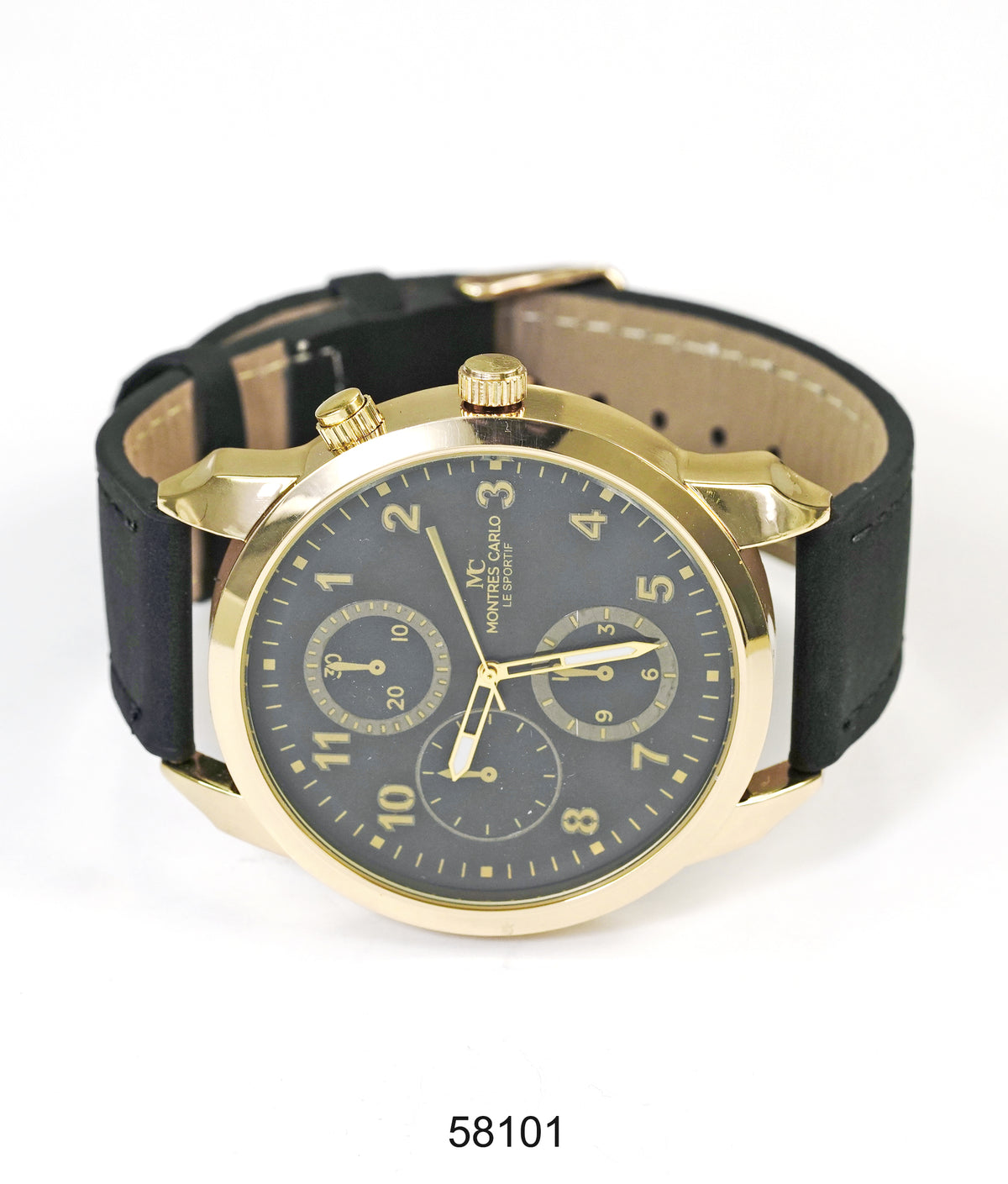 5810-Montres Carlo Faux Leather Band Watch