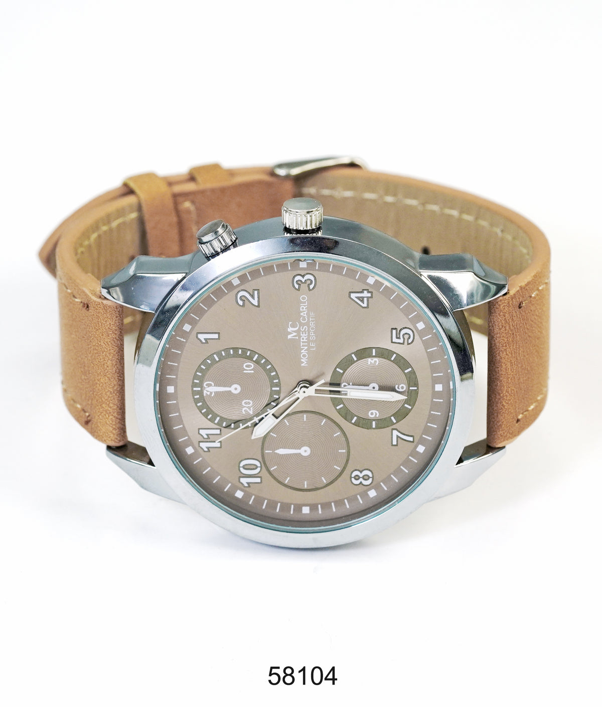 5810-Montres Carlo Faux Leather Band Watch