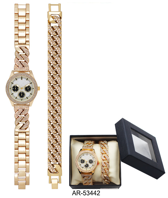 AR-5344 - Boxed Ice Metal Bracelet Watch with Chain