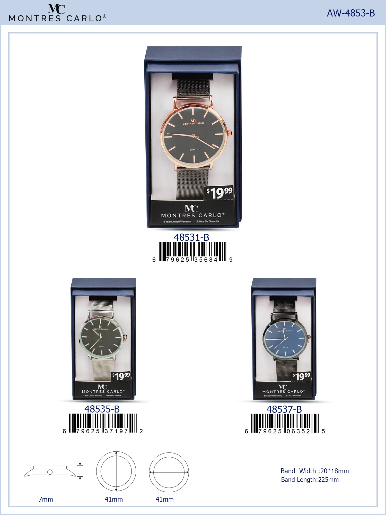 4853-B Metal Band Watch Gift Box Edition