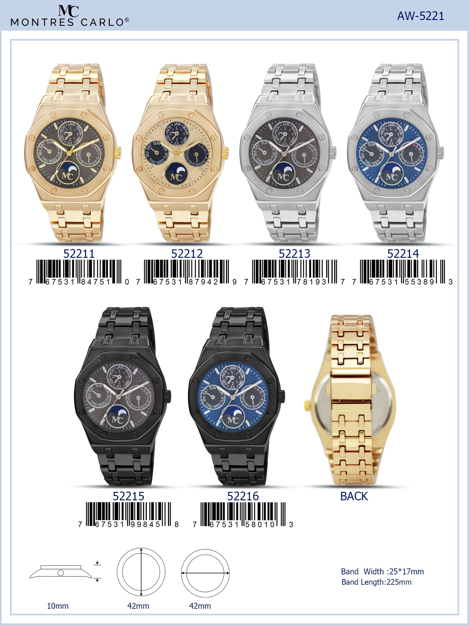 5221 - Reloj con correa de metal