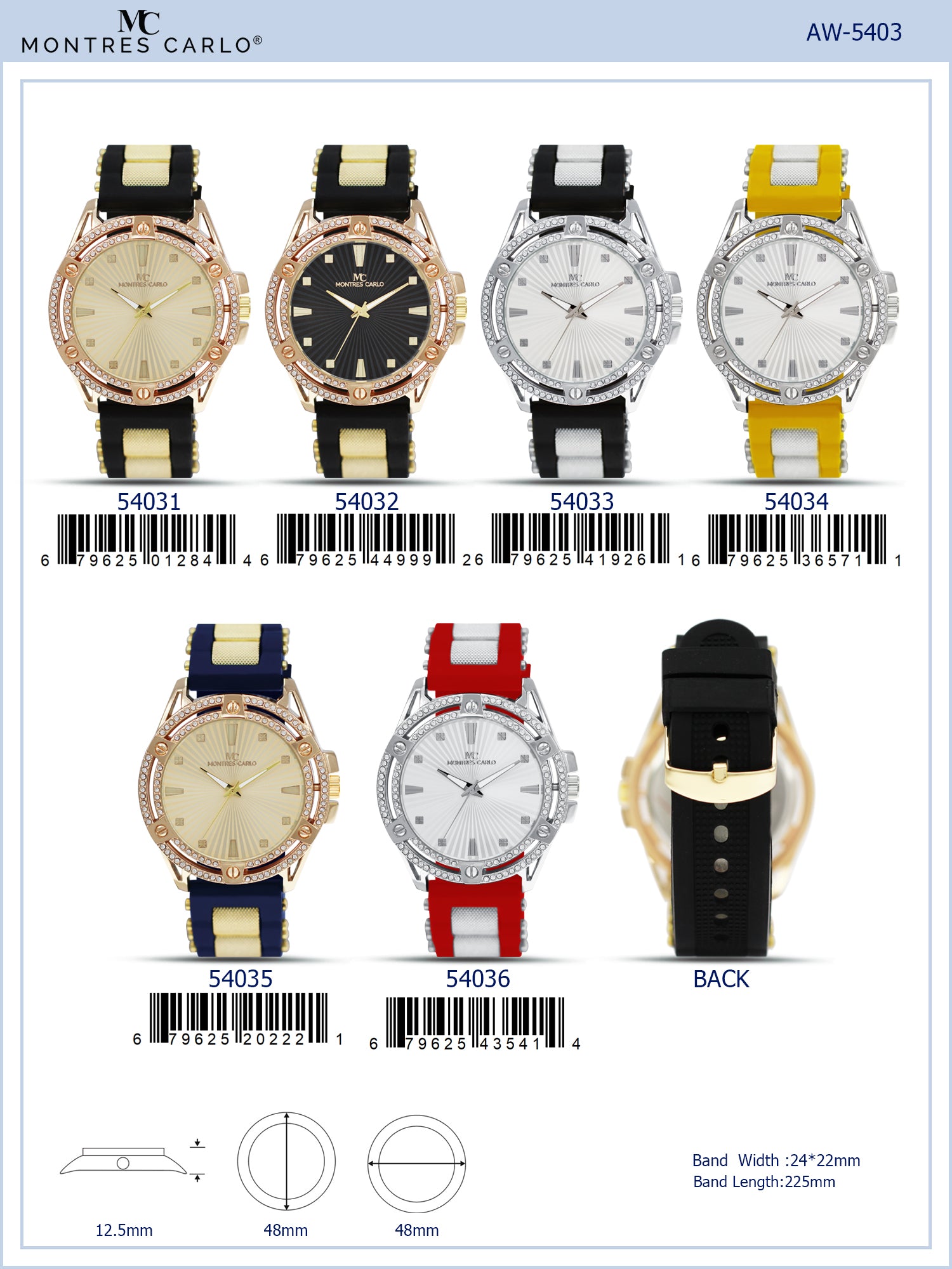 5403-Montres Carlo Watch with Silicone Band