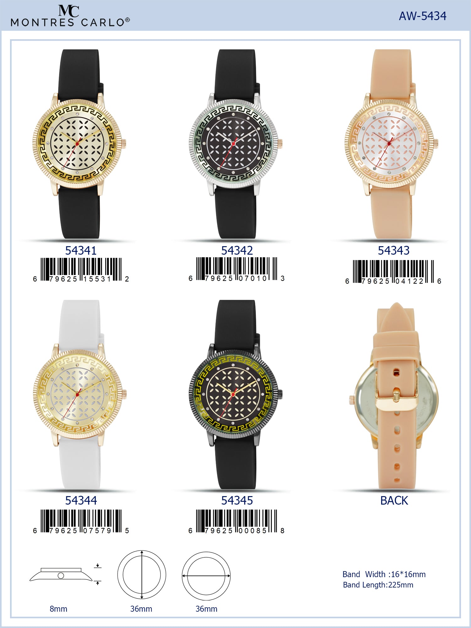 5434-Montres Carlo Silicon Band Watch