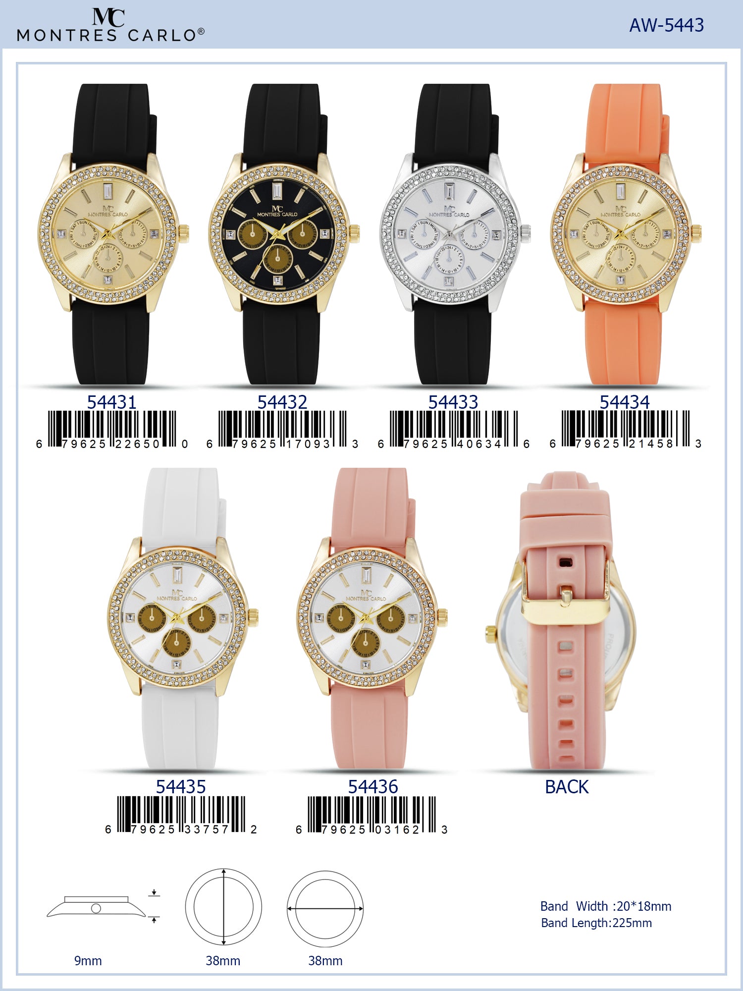 5443-Montres Carlo Silicon Band Watch